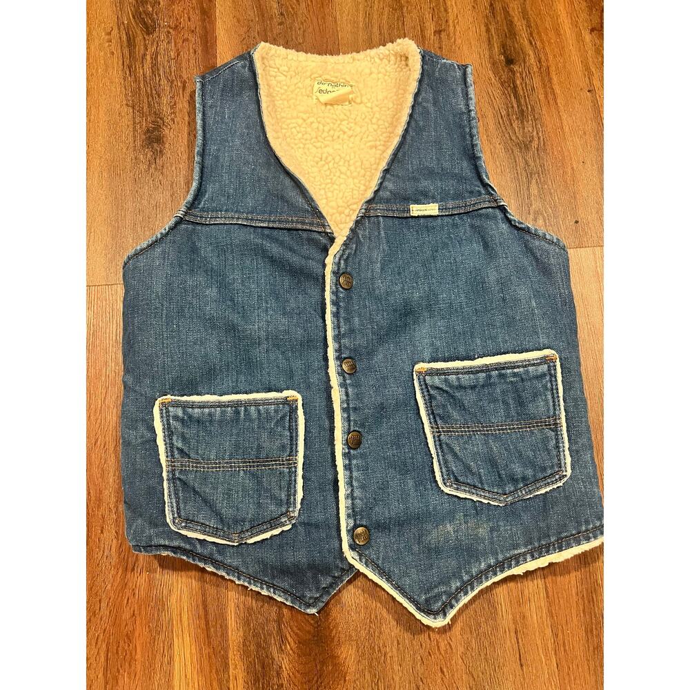 Do Nothing by Sedgefield Vintage Sherpa Lined Denim Vest Western Workwear Small - Picture 4 of 7